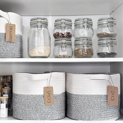 Goodpick Storage Baskets - Woven Rope Organizing Bins with Handles | 13 x 10 x 9 Inches, 3 Pack