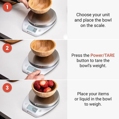 Etekcity Digital Food Kitchen Scale - Accurate 0.1g Measurements for Weight Loss & Meal Prep | 11lb/5kg, Stainless Steel Silver
