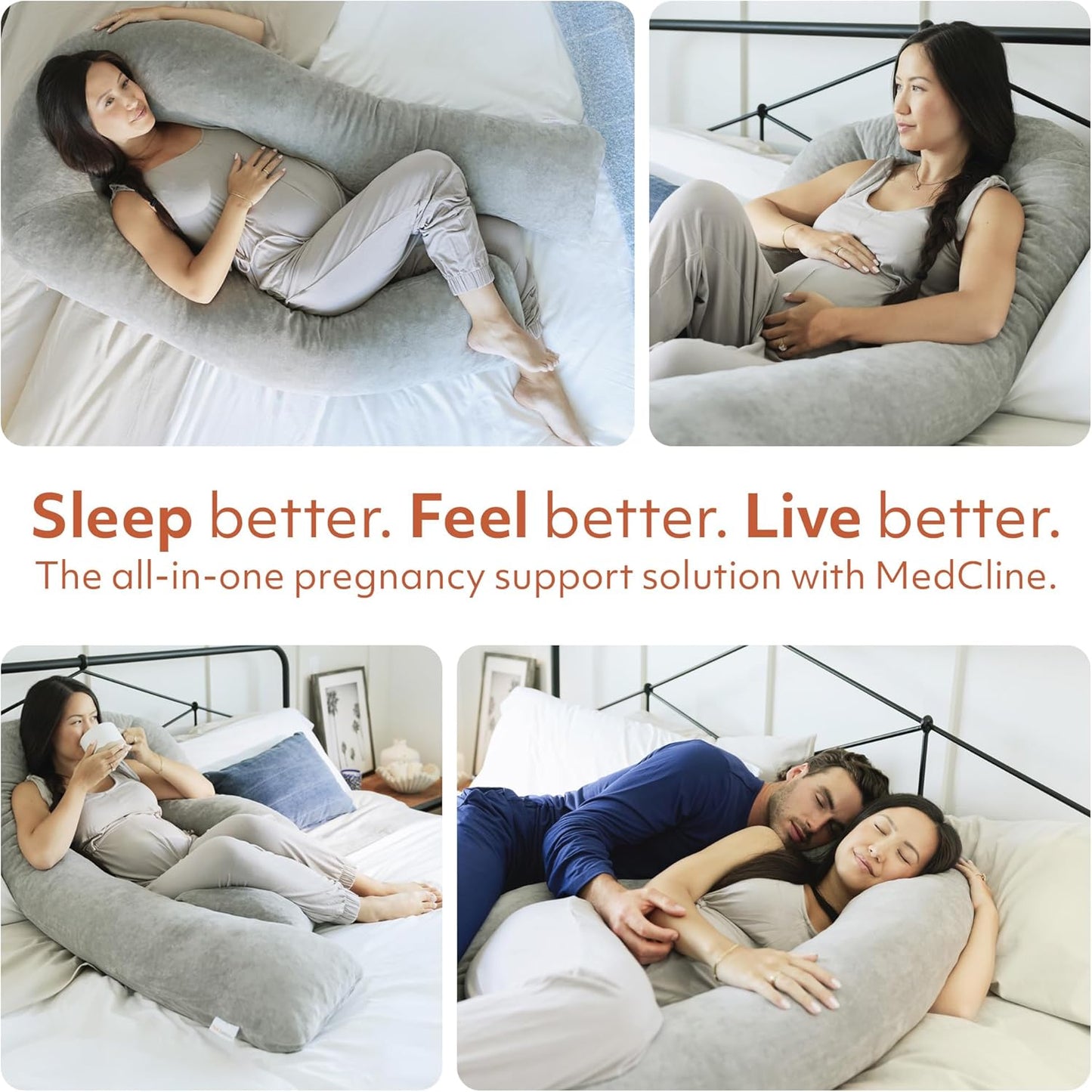 MedCline Pregnancy Pillow - Full Body Maternity Support for Side Sleeping | Comfortable Memory Foam & Removable Cover