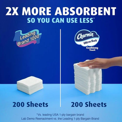 Charmin Ultra Soft Toilet Paper - Cushiony Touch, 18 Family Mega Rolls | 90 Regular Rolls, White