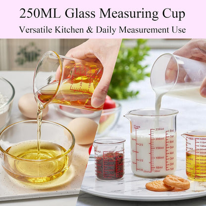 Skiennix 3-Piece Glass Measuring Cup Set - High Borosilicate | Dishwasher & Microwave Safe