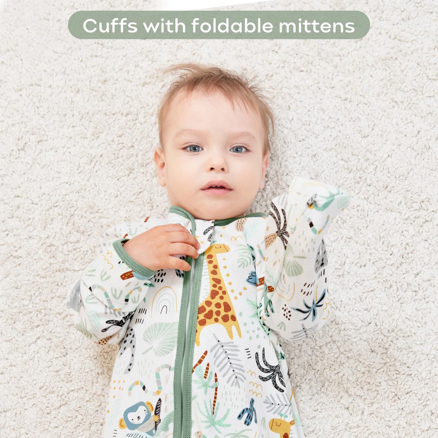 Yoofoss Baby Sleep Sack 6-12 Months Long Sleeve Wearable Blanket Baby 100% Cotton 2-Way Zipper 0.5 Tog Infants Sleeping Sack, Lightweight(Medium)