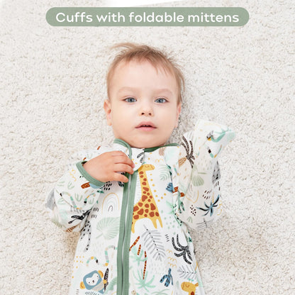 Yoofoss Baby Sleep Sack 6-12 Months Long Sleeve Wearable Blanket Baby 100% Cotton 2-Way Zipper 0.5 Tog Infants Sleeping Sack, Lightweight(Medium)