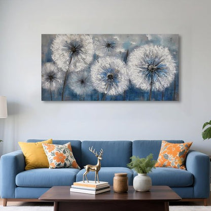 Large Dandelion Canvas Wall Art - Modern Floral Decor for Living Room & Bedroom