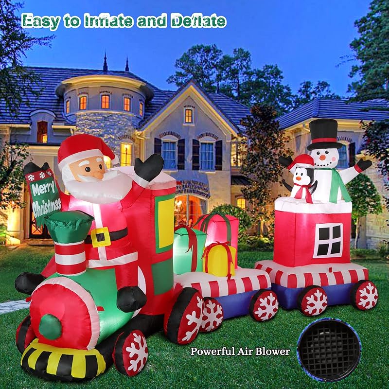 8 FT Christmas Inflatable Train with Santa, Snowman & Gifts — Variation of THIS listing