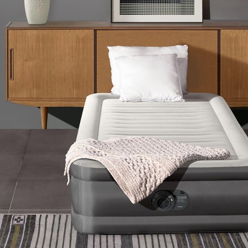 Intex TruAire Luxury Air Mattress - Fiber-Tech Construction with Built-in Electric Pump | Multizone Support