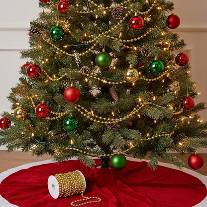 Variation of THIS listing: WILLBOND 99 ft Gold Beaded Garland for Christmas Tree - Faux Pearl Bead