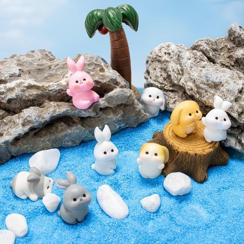 Exasinine Mini Rabbit Figurines - 24Pcs Resin Bunny Ornaments for Fairy Garden Décor