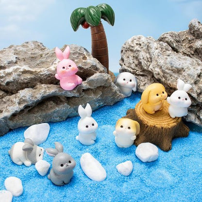Exasinine Mini Rabbit Figurines - 24Pcs Resin Bunny Ornaments for Fairy Garden Décor