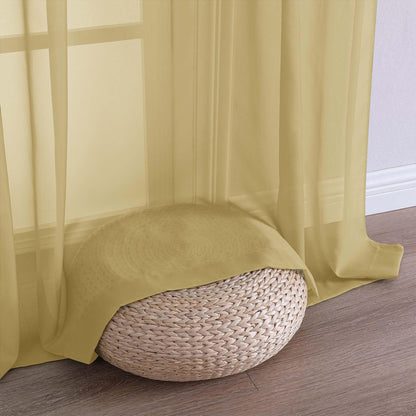 OWENIE Gold Sheer Curtains 120 Inches Long 2 Panels Set, Airy Lightweight Sheer Gold Curtains for Living Room Bedroom, Farmhouse Voile Filmy Rod Pocket Curtains Drapes, 2 Pcs, Each 59" Wx120 L Inch