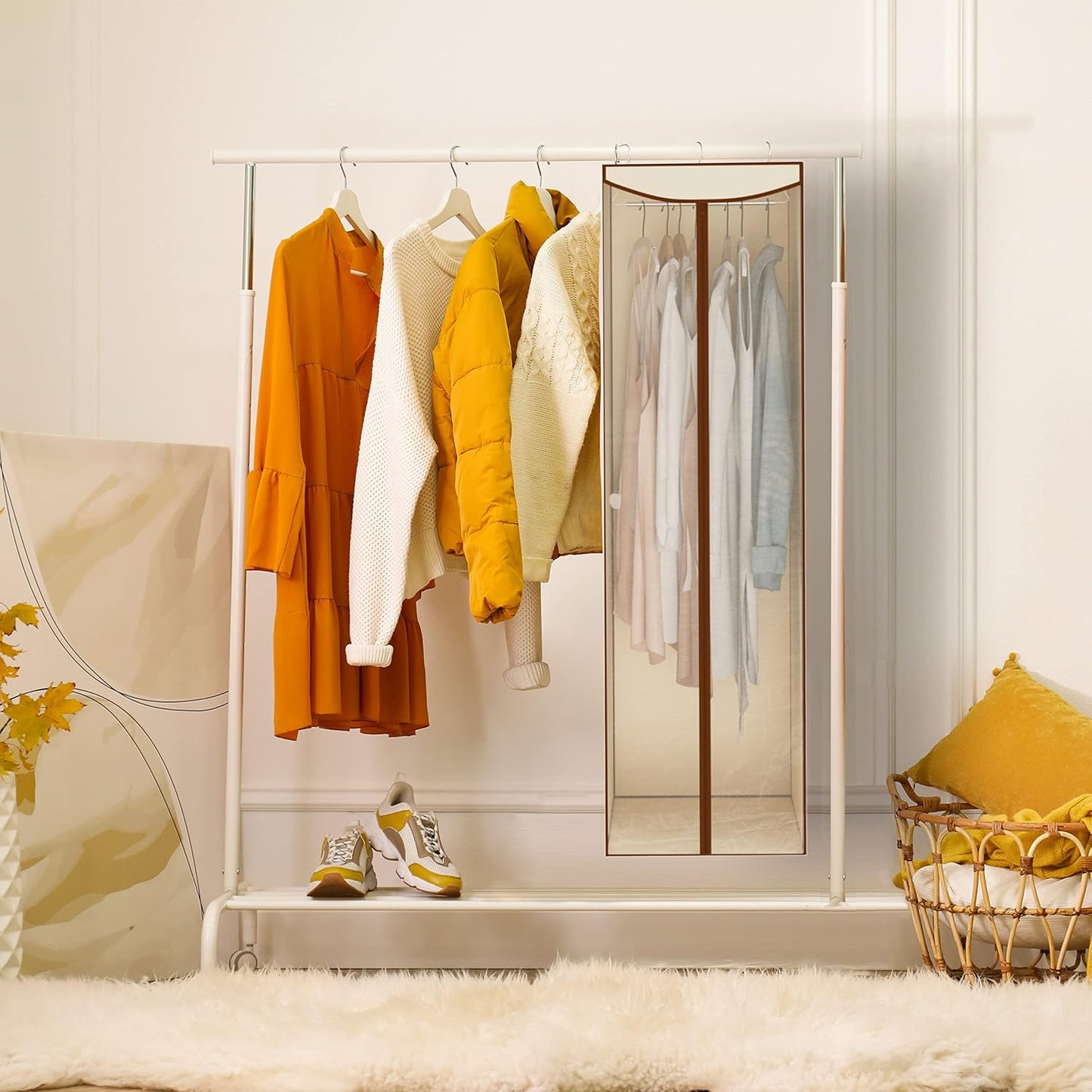 Storage Maniac 2-Pack Hanging Garment Bags - Long Clear Covers for Dresses & Suits | Beige