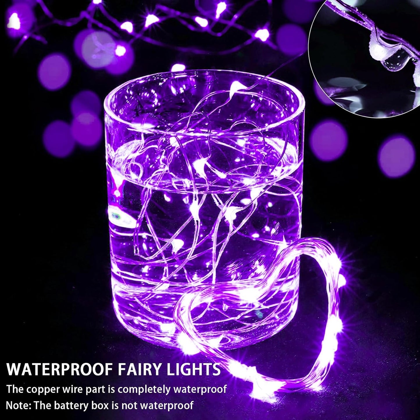 Skiennix 24-Pack Purple Fairy Lights - 7Ft 20 LED Twinkle String Lights | Battery Operated & Waterproof for Weddings, Halloween, Christmas, & Parties