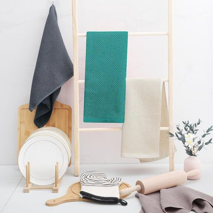 Homaxy 100% Cotton Waffle Weave Kitchen Dish Towels - Ultra Soft & Absorbent | 13 x 28 Inches, 4-Pack, Teal