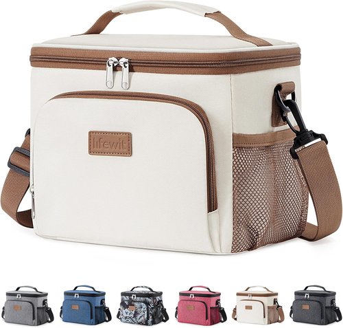 Lifewit Insulated Lunch Bag - Portable Leakproof Cooler with Adjustable Strap | 9L Capacity, Cream