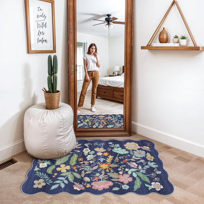 Washable Area Rug by [Brand Name] - Easy-Clean Non-Slip Carpet for Entryway | Durable Low Pile Mat (2x3, Purple)