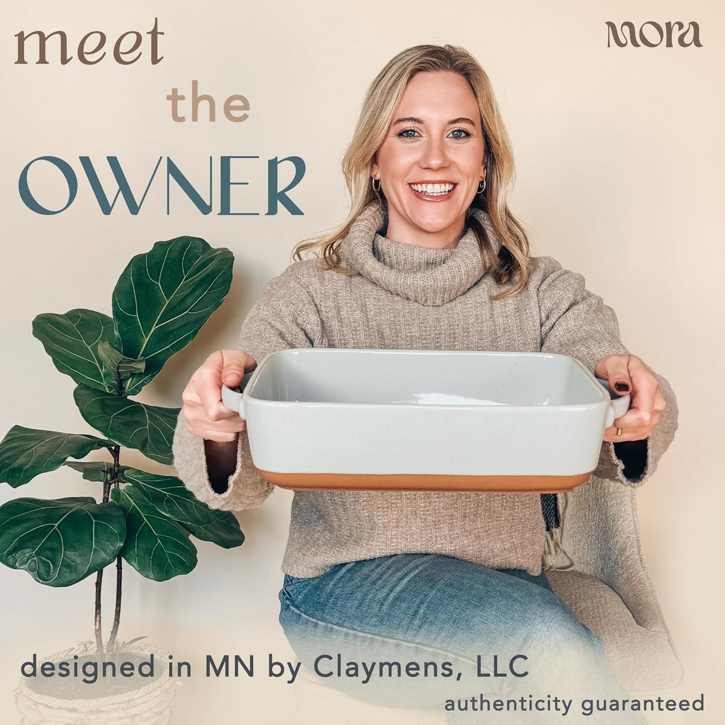 Mora 9x13in Deep Porcelain Baking Dish - Oven Safe & Freezer Friendly for Versatile Cooking