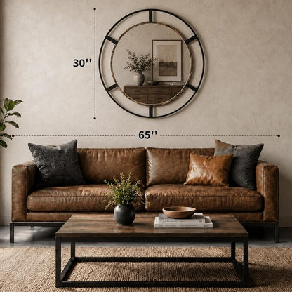 30-Inch Round Wall Mirror, Black & Antique Gold for Bathroom or Entryway - Variation: Black & Antique Gold+Round+30"L x 30"W