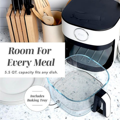 Cook With Color 5.5Qt Digital Kitchen Air Fryer - 1400W, 8 Healthy Cooking Presets, Linen White