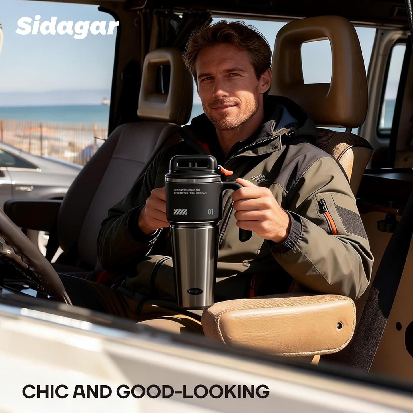 Skiennix 32 oz Tumbler - Vacuum Insulated Stainless Steel Travel Mug with Handle & Straw | Obsidian Black