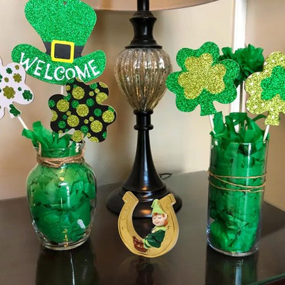 Gift Boutique St. Patrick’s Day Leprechaun Figurine - Lucky Charm Ornament on Golden Horseshoe for Home & Office Decor