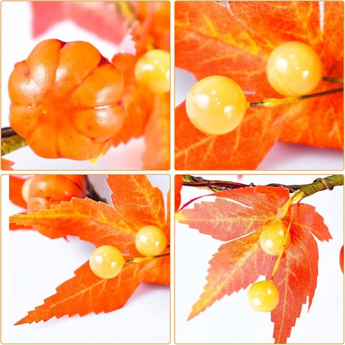 Fall Candle Rings by 6Pcs | Artificial Pumpkin & Maple Leaf Wreaths for Autumn Decor | 3.1" ID / 7" OD