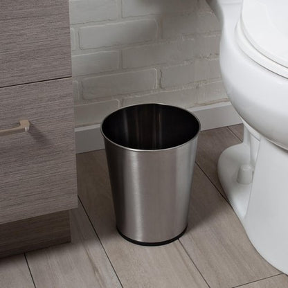 Bath Bliss 5 Liter Small Wastebasket | 2 Pack | Round Open Top | Trash Can | Bathroom | Bedroom | Kitchen | Office | Dorm | Disposal Waste Bin | Garbage | Stainless Steel