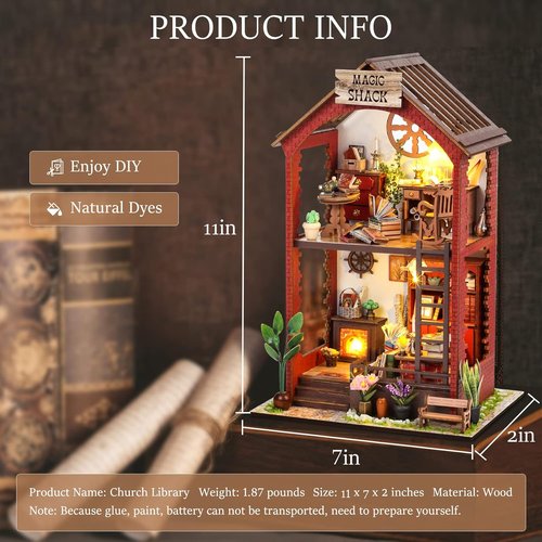 Booknook-Creativity DIY Book Nook Kit - 3D Wooden Puzzle Bookend Decor with LED Light for Adults