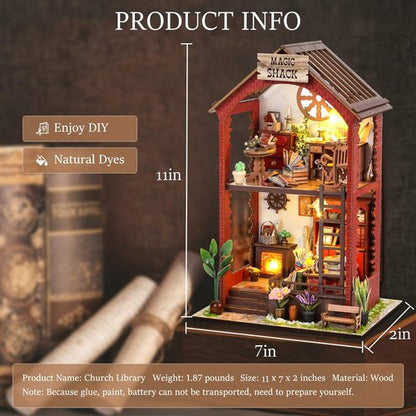 Booknook-Creativity DIY Book Nook Kit - 3D Wooden Puzzle Bookend Decor with LED Light for Adults