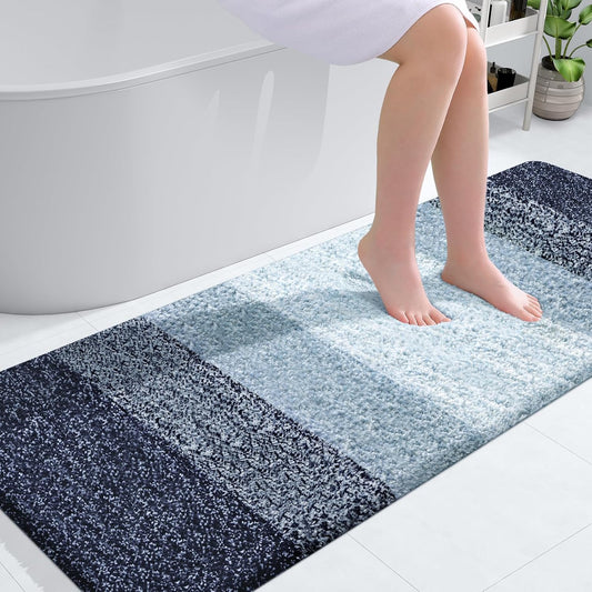 OLANLY Bathroom Runner Rug - Extra Soft Microfiber Mat with Rubber Backing | Quick Dry, Washable, 59x24, Airy Blue