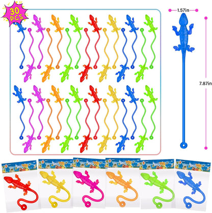 Skiennix 30 PCS Sticky Gecko Hands - Stretchable Lizard Toys for Kids | Perfect Party Favors & Treasure Box Prizes