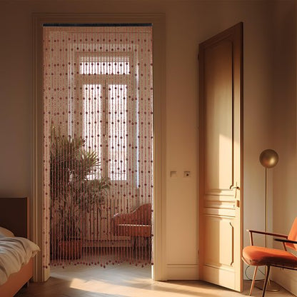 Foreate Handmade Beaded Curtains for Doorway Natural Wood Beaded Curtains Hippie Curtain for Hallway, 35.5 x 75 Inches Door Curtains Room Divider Bohemian Home Decor, Brown