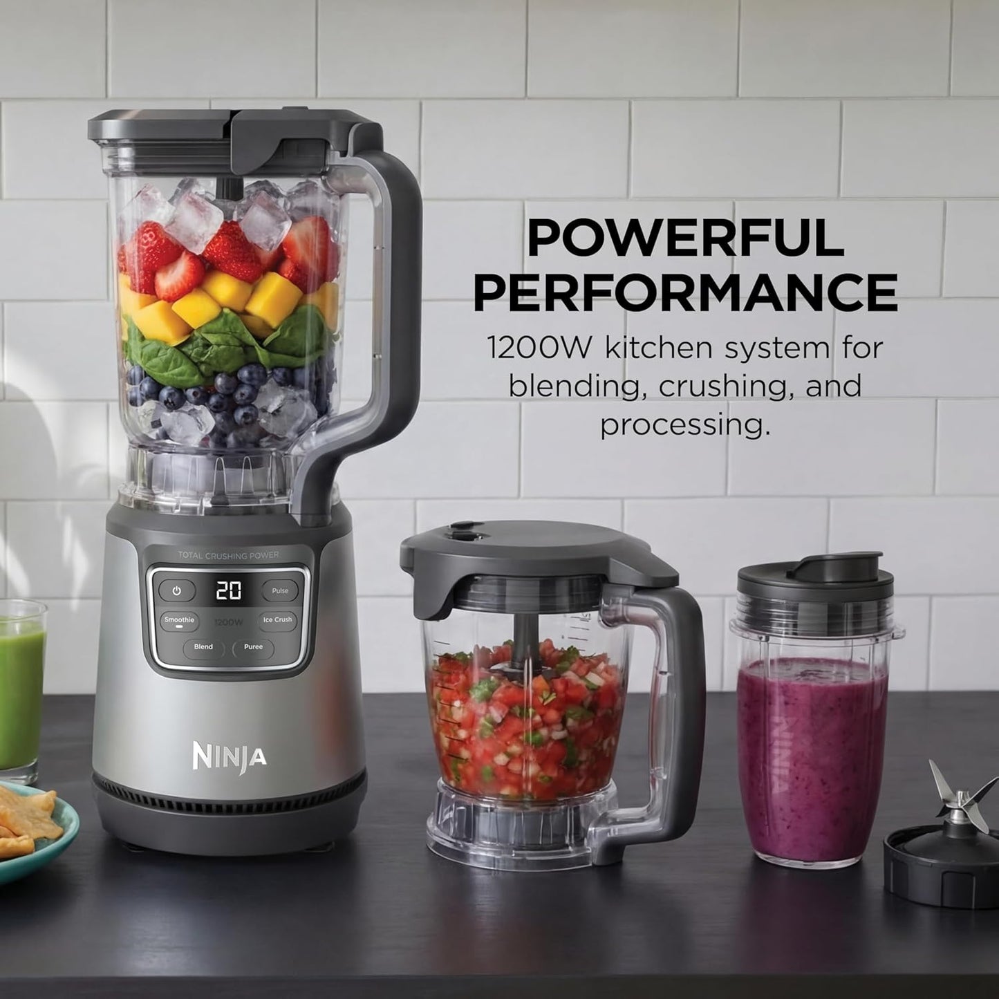Ninja BlendPro Kitchen System - 72 oz Full-Size Blender & 5-Cup Food Processor | 1200W Total Crushing Tech, Beige