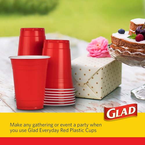 Glad Everyday Disposable Plastic Cups - Heavy Duty 18 Ounce Party Cups | Strong & Sturdy, 40 Count