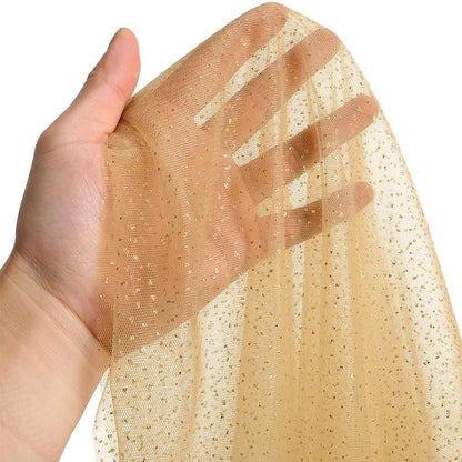 Gold Gauze Table Runner 10ft - 120x29in Glitter Tulle with Sequins (Variation: Gold+10)