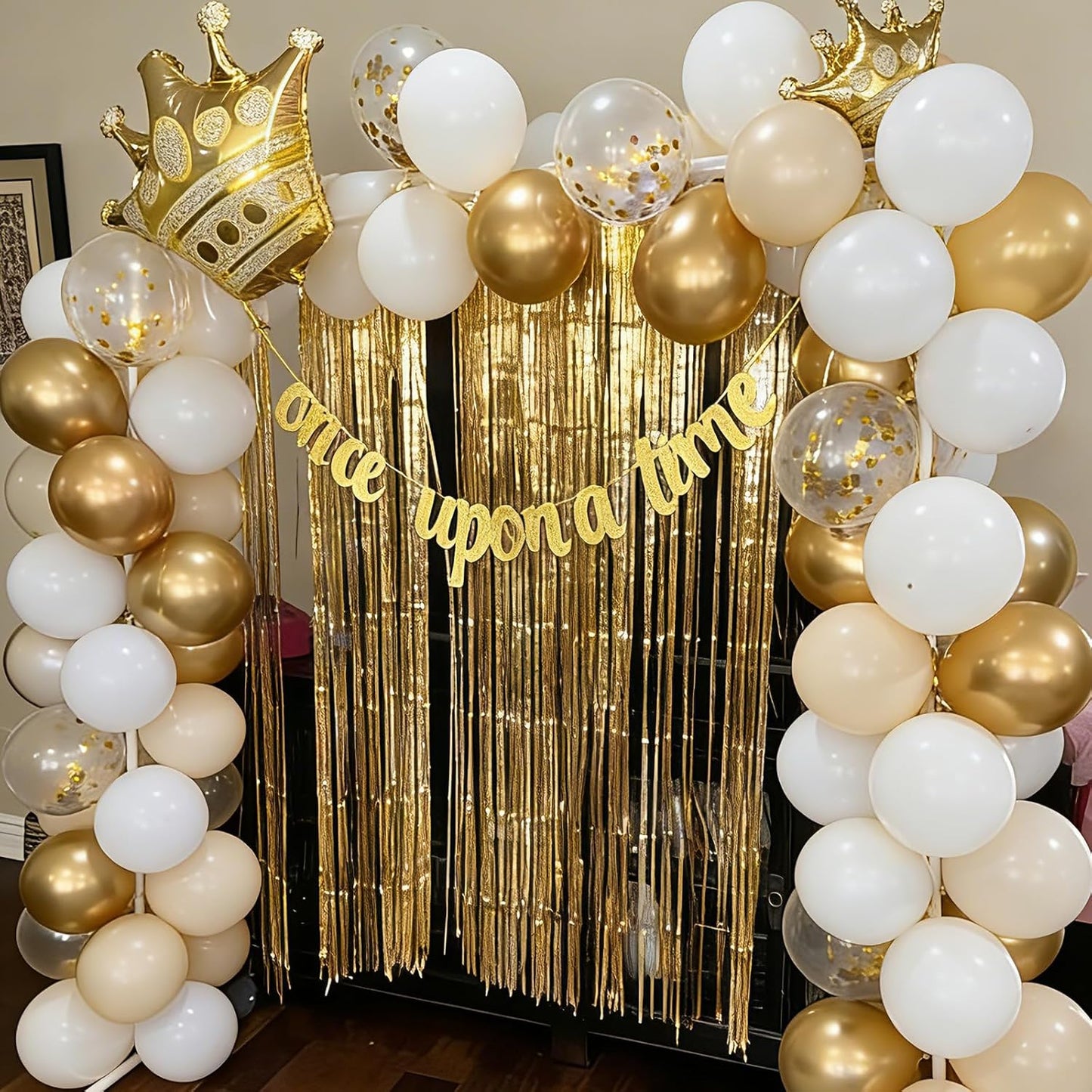 Skiennix White and Gold Confetti Balloons - 50pcs 12-Inch Metallic Latex for Birthday & Wedding Decor