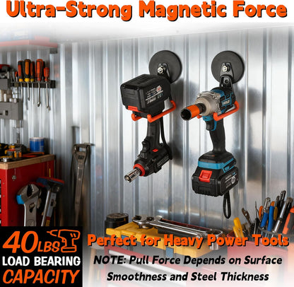 ULIBERMAGNET Heavy Duty Magnetic Hooks - Strong 3.46 Inch Design for Cables, Tools & More | 2 Pack (Orange)