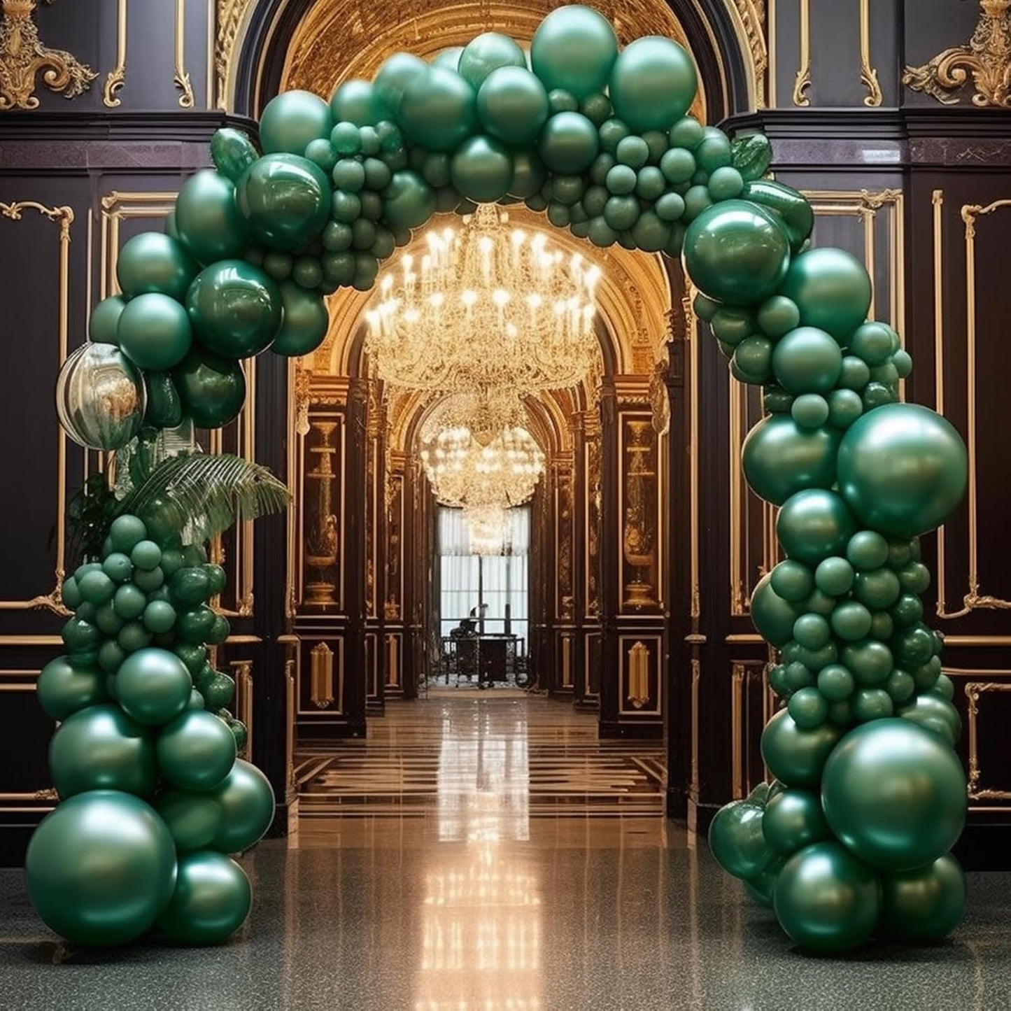 Metallic Green Balloon Garland Kit by [Brand Name] - 130PCS in Various Sizes for Birthday, Graduation, Baby Shower & Wedding Decor