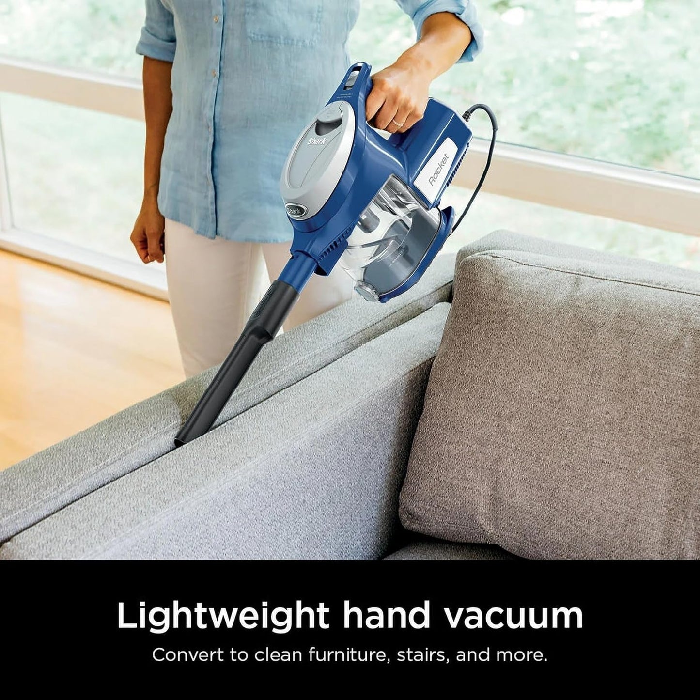 Shark HV200 Rocket Corded Stick Vacuum - Lightweight & Bagless for Carpet & Hard Floors - Blue