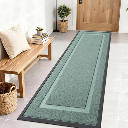 OLANLY Indoor Outdoor Front Door Mat - Waterproof All-Season Doormat, Easy Clean, 71x23, Grayish Green