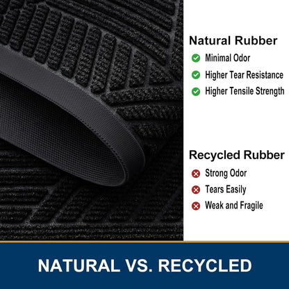 Smiry Heavy Duty Rubber Doormat - Trap Dirt & Moisture | Easy Clean Low Profile, Black (29.5x17)