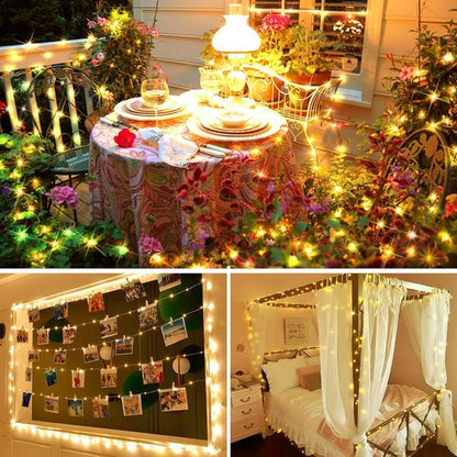 KNONEW 600 LED Outdoor Fairy Lights - Waterproof Christmas Lights with 8 Modes | 203FT Warm White