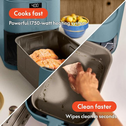 Bella 6 Qt Slim Air Fryer - EverGood™ Ceramic Nonstick, Adjustable Temp, 6 Cooking Presets, Surf Color