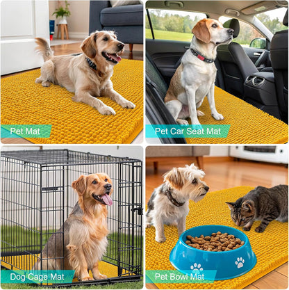 OLANLY Dog Door Mat - Absorbent Non-Slip Washable Doormat for Muddy Paws | 47x24 Golden Yellow