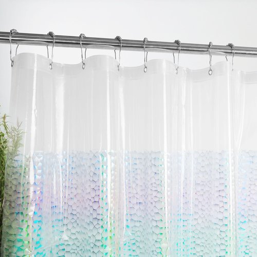 Mrs Awesome Holographic Shower Curtain Liner with 3 Magnets for Bathroom, Waterproof Clear Water Cube Plastic Iridescent Shower Curtain Sparkly, Glitter PEVA Liner 72 x 72 inches
