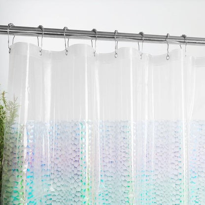 Mrs Awesome Holographic Shower Curtain Liner with 3 Magnets for Bathroom, Waterproof Clear Water Cube Plastic Iridescent Shower Curtain Sparkly, Glitter PEVA Liner 72 x 72 inches