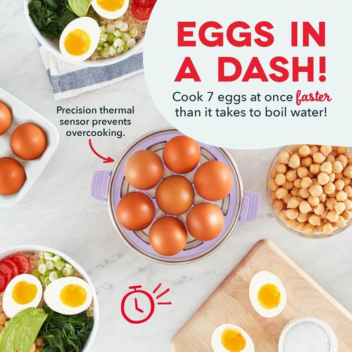 Dash Rapid Egg Cooker - Versatile Boiler, Poacher & Steamer - Holds 7 Eggs, Lavender | Dishwasher Safe & BPA Free