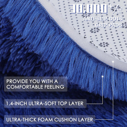 OLANLY Soft Fluffy Shaggy Small Rug - Machine Washable Indoor Carpet for Kids & Nursery | Navy Blue