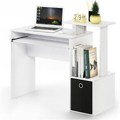 Furinno Econ Writing Desk - Stylish Home Office Computer Desk in White/Black Finish
