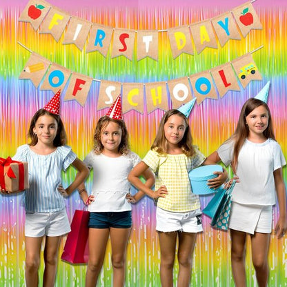 GREATRIL Gradient Pastel Foil Fringe Curtain - Colorful Backdrop Streamers for Kids' Parties | 2 Pack