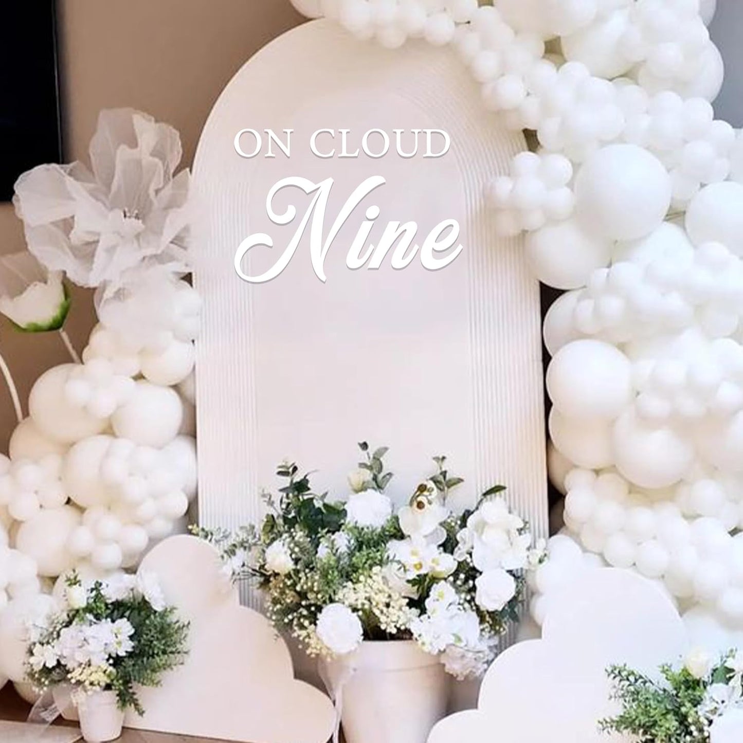 On Cloud Nine Baby Shower Decal Sign - Stylish Wall & Mirror Decor in White